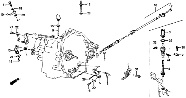 1987 Honda CRX 4AT Control Lever Diagram