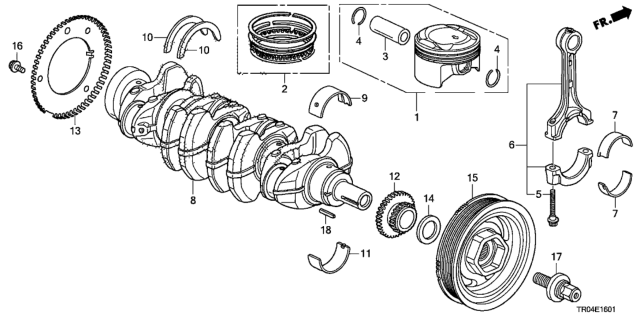 2012 Honda Civic Piston Set B Diagram for 13020-RL5-A10