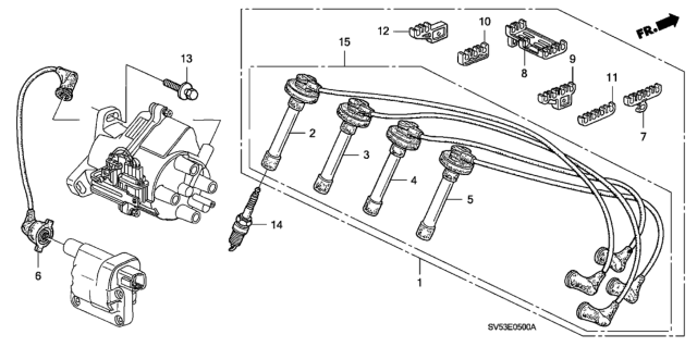 1995 Honda Accord High Tenshion Cord - Spark Plug Diagram