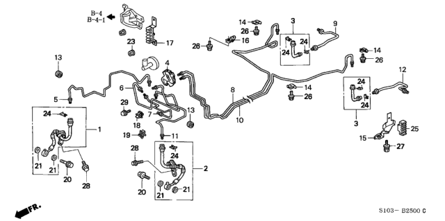 1998 Honda CR-V 5 Door LX (4WD) KA 5MT Brake Lines Diagram