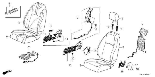 2021 Honda Civic Front Seat (Passenger Side) Diagram