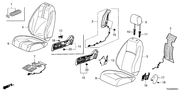 2021 Honda Civic HEADREST ASSY., FR. *YR449L* (CASHMERE IVORY) Diagram for 81140-TGG-A21ZG