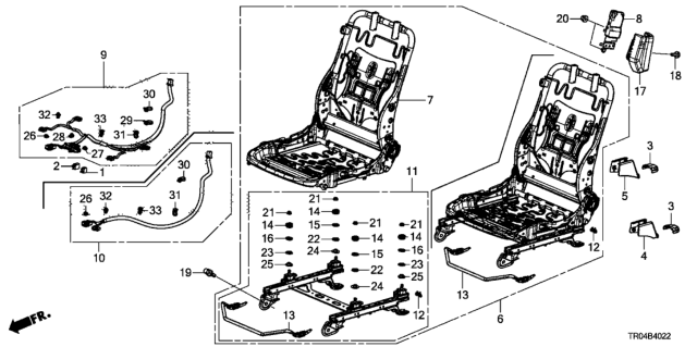 2012 Honda Civic Front Seat Components (Passenger Side) Diagram