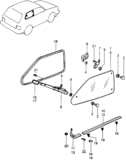 1981 Honda Civic 3 Door ** (1300) KH 4MT Quarter Window Diagram