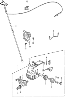 1979 Honda Prelude Antenna Assembly, Automatic Radio Diagram for 39150-692-671