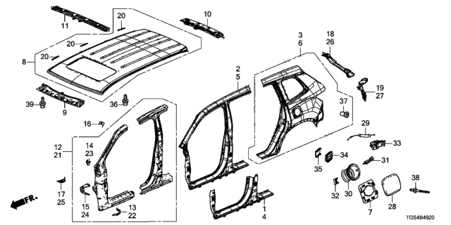 2021 Honda Passport PANEL, L. FR. (OUTER) Diagram for 04645-TGS-A00ZZ