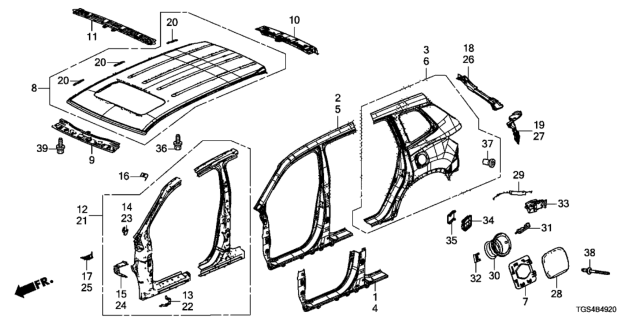 2021 Honda Passport PANEL SET L,RR OUT Diagram for 04646-TGS-A01ZZ