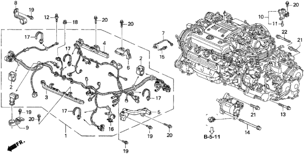 1995 Honda Accord Engine Wire Harness (V6) Diagram