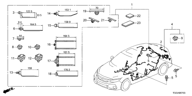 2021 Honda Civic WIRE HARNESS, FLOOR Diagram for 32107-TGG-C32