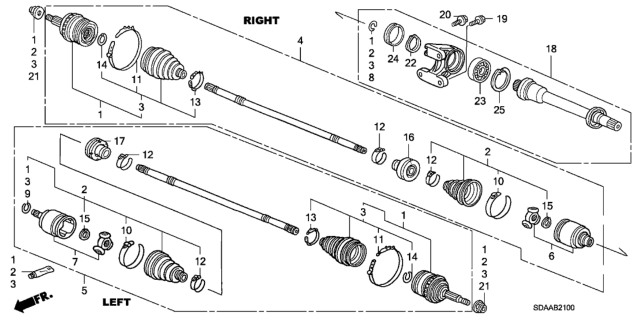 2007 Honda Accord Driveshaft - Half Shaft (L4) Diagram