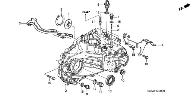 2005 Honda Civic MT Transmission Case Diagram