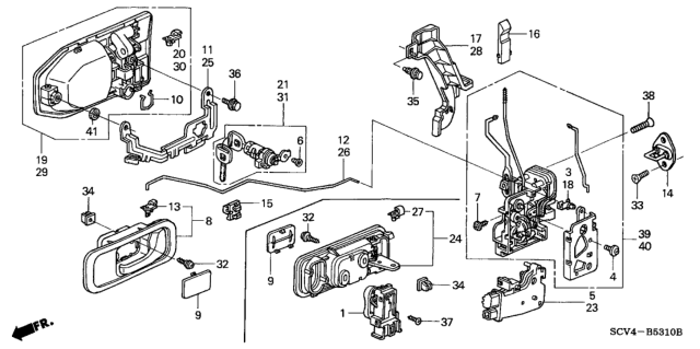 2004 Honda Element Handle Assembly, Right Front Inside (Graphite Black) Diagram for 72120-SCV-A01ZA