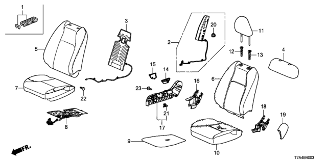 2020 Honda HR-V Cover, Right Front Seat Cushion Trim (Deep Black) (Leather) Diagram for 81131-T7W-A71ZB