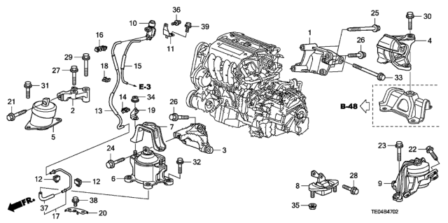 2010 Honda Accord Engine Mounts (L4) Diagram