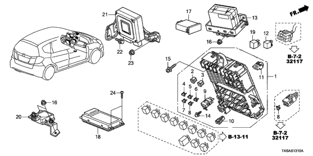 2013 Honda Fit Control Unit (Cabin) Diagram 1