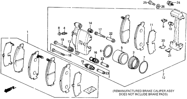 1989 Honda Civic Front Brake Caliper Diagram