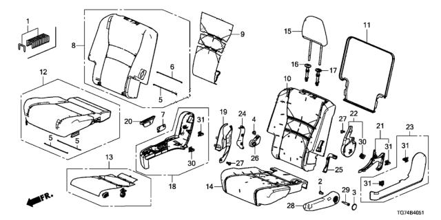 2020 Honda Pilot Cover, Inner-Reclining (Lower)*NH836L* (WISTERIA LIGHT GRAY) Diagram for 81356-TZ5-A01ZG