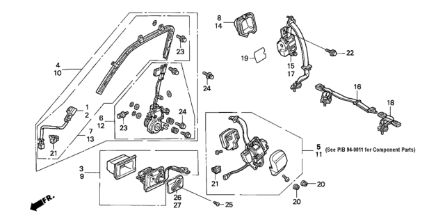1990 Honda Accord Protector, L. Seat Belt Diagram for 81891-SM4-A00