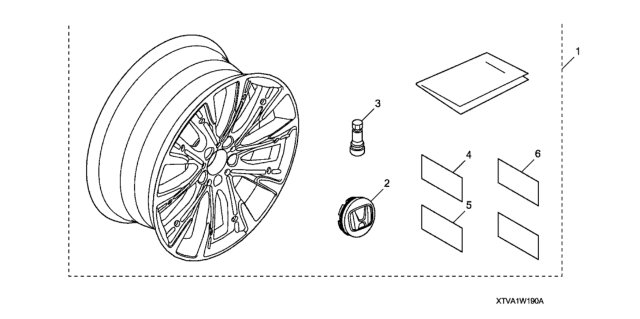 2020 Honda Accord 4 Door EX KA CVT Alloy Wheel Base Diagram