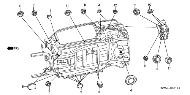 2004 Honda Element Grommet (Under) Diagram