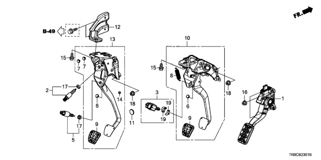 2015 Honda Civic Pedal Assy., Accelerator Diagram for 17800-TR0-L01