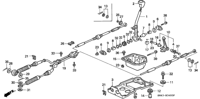 1993 Honda Accord 4 Door EX KA 5MT Shift Lever Diagram