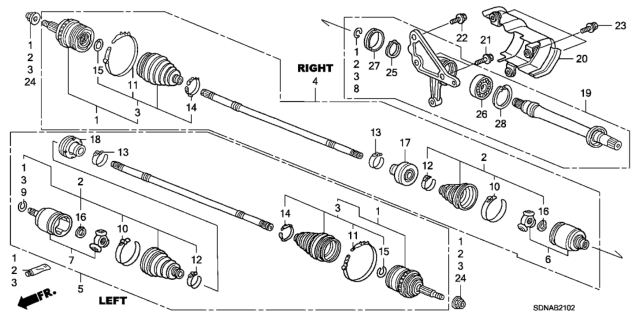 2007 Honda Accord Driveshaft - Half Shaft (V6) Diagram