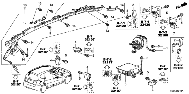 2013 Honda Fit 5 Door FIT (SAYAMA PLANT) KA 5MT SRS Unit Diagram