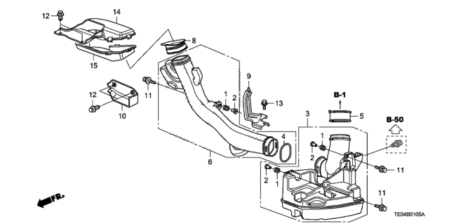 2008 Honda Accord Tube, Air Cleaner Connecting Diagram for 17251-R40-A00