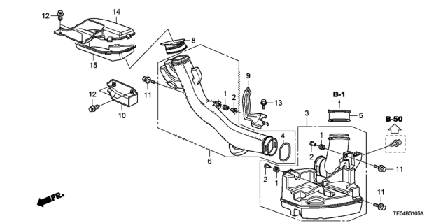 2008 Honda Accord Tube Assembly B, Air Inlet Diagram for 17253-R40-A00