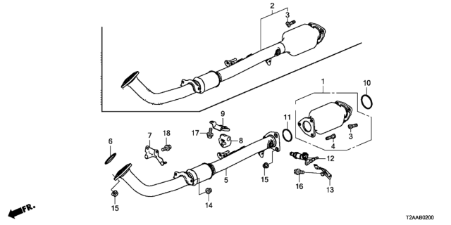 2017 Honda Accord 4 Door EX KA CVT Exhaust Pipe (L4) Diagram