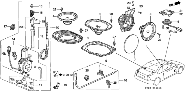 1994 Honda Accord Cap, Antenna Diagram for 39161-SV4-A02