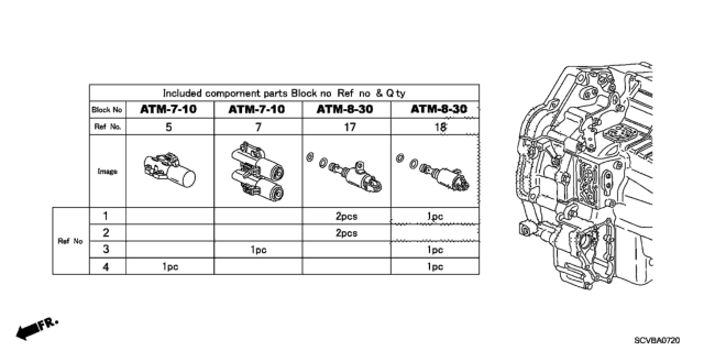 2011 Honda Element AT Solenoid Valve Set Diagram