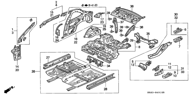 1993 Honda Civic Panel, R. RR. Inside Diagram for 64300-SR8-A00ZZ