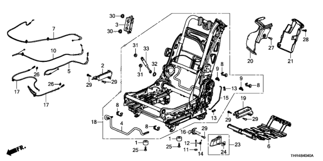 2020 Honda Odyssey Middle Seat Components (Driver Side) - Shoulder Belt Diagram