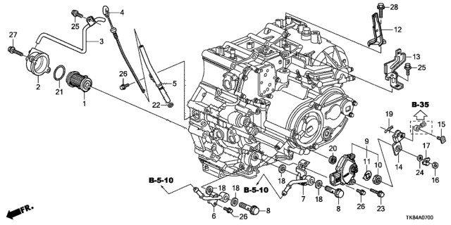 2011 Honda Odyssey AT Oil Level Gauge - ATF Pipe (5AT) Diagram