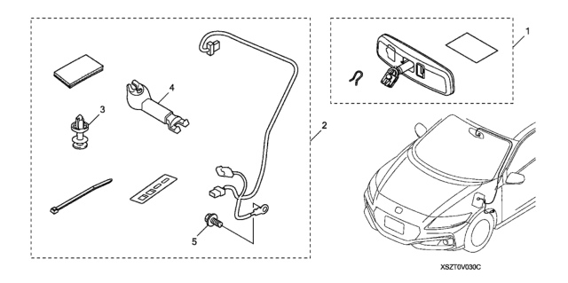 2015 Honda CR-Z Auto Day & Night Mirror - Attachment Diagram