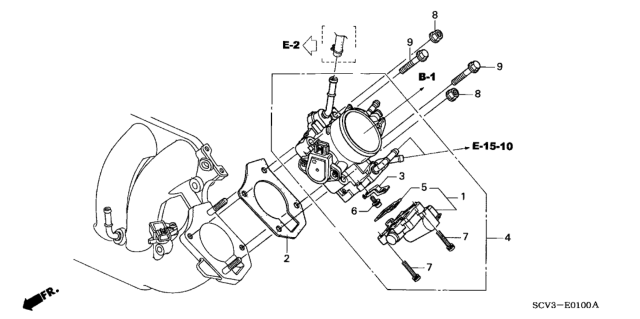 2003 Honda Element Throttle Body Assembly Diagram for 16400-PZD-A13