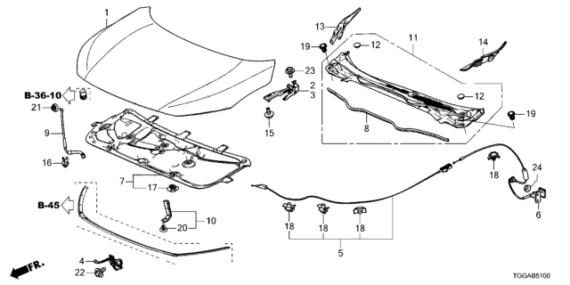 2021 Honda Civic Engine Hood Diagram