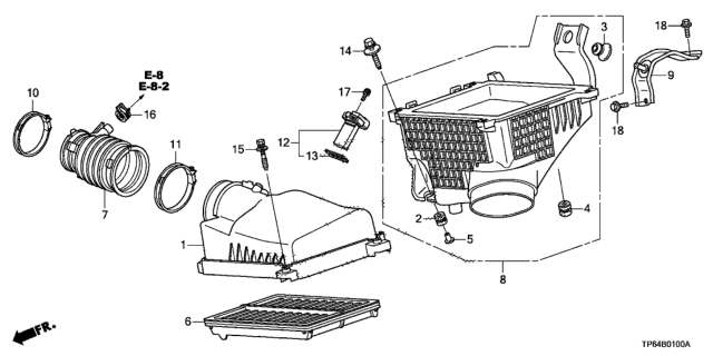 2012 Honda Crosstour Element Assembly, Air Cleaner Diagram for 17220-R70-A00