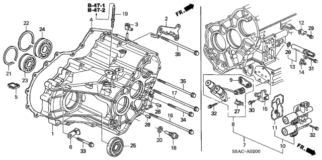 2005 Honda Civic AT Transmission Case Diagram