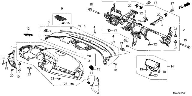 2021 Honda Civic 5 Door EX KA CVT Instrument Panel Diagram