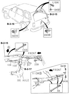 1995 Honda Passport 4 Door LX-W (4X4 V6) KL 4AT Wiring Harness Clips (Frame - Back Door) Diagram