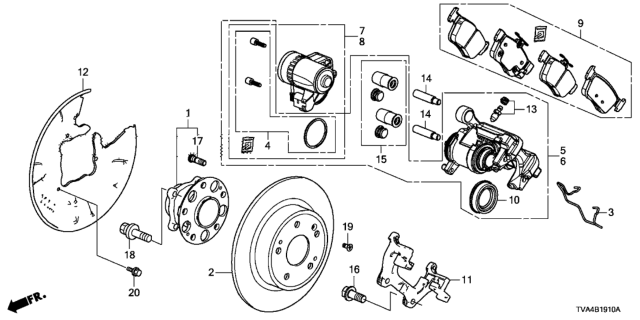 2018 Honda Accord Pad Set, Rear Diagram for 43022-TVA-A03