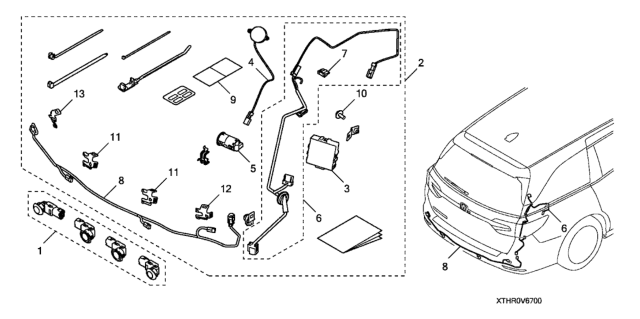 2018 Honda Odyssey 5 Door EX KA 9AT Back-Up Sensor - Attachment Diagram