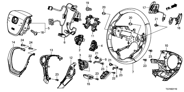 2018 Honda Pilot Steering Wheel Diagram