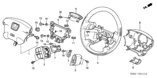 2002 Honda Odyssey Steering Wheel (SRS) Diagram