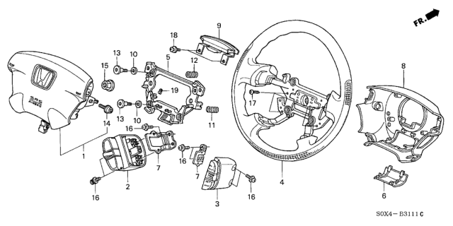 2004 Honda Odyssey Airbag Assembly, Driver (Graphite Black) Diagram for 06770-S0X-A80ZA