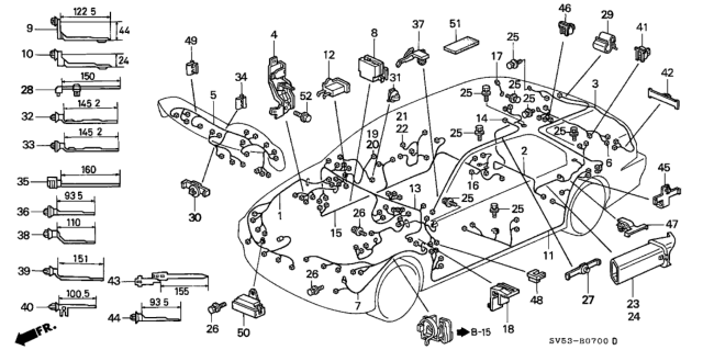 1994 Honda Accord Wire Harness, R. Cabin Diagram for 32100-SV4-A00