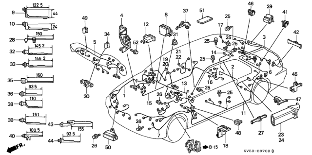 1995 Honda Accord Clip, Wire Harness Diagram for 90654-SV5-000